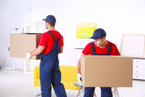 Removal team planning a house move in Poplar with boxes and furniture