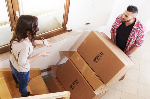 Boxes and moving supplies prepared for a Poplar property move